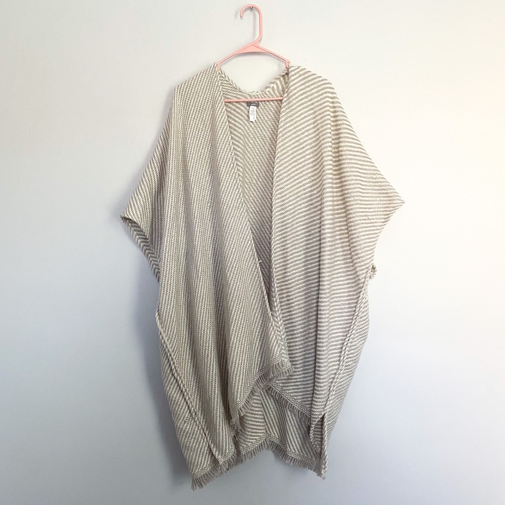 AERIE Striped Poncho Shrug Sweater